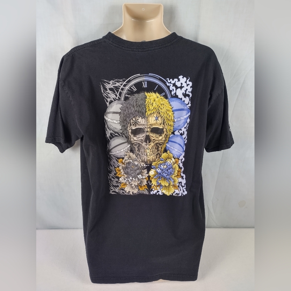 Skull Rock Star Men's Size XL Pushing Daisies Against Time Goth Graphic Shirt